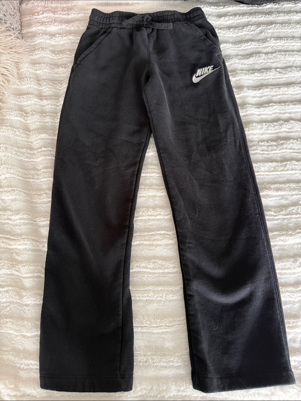Nike Black Kids Sweatpants with White Swoosh